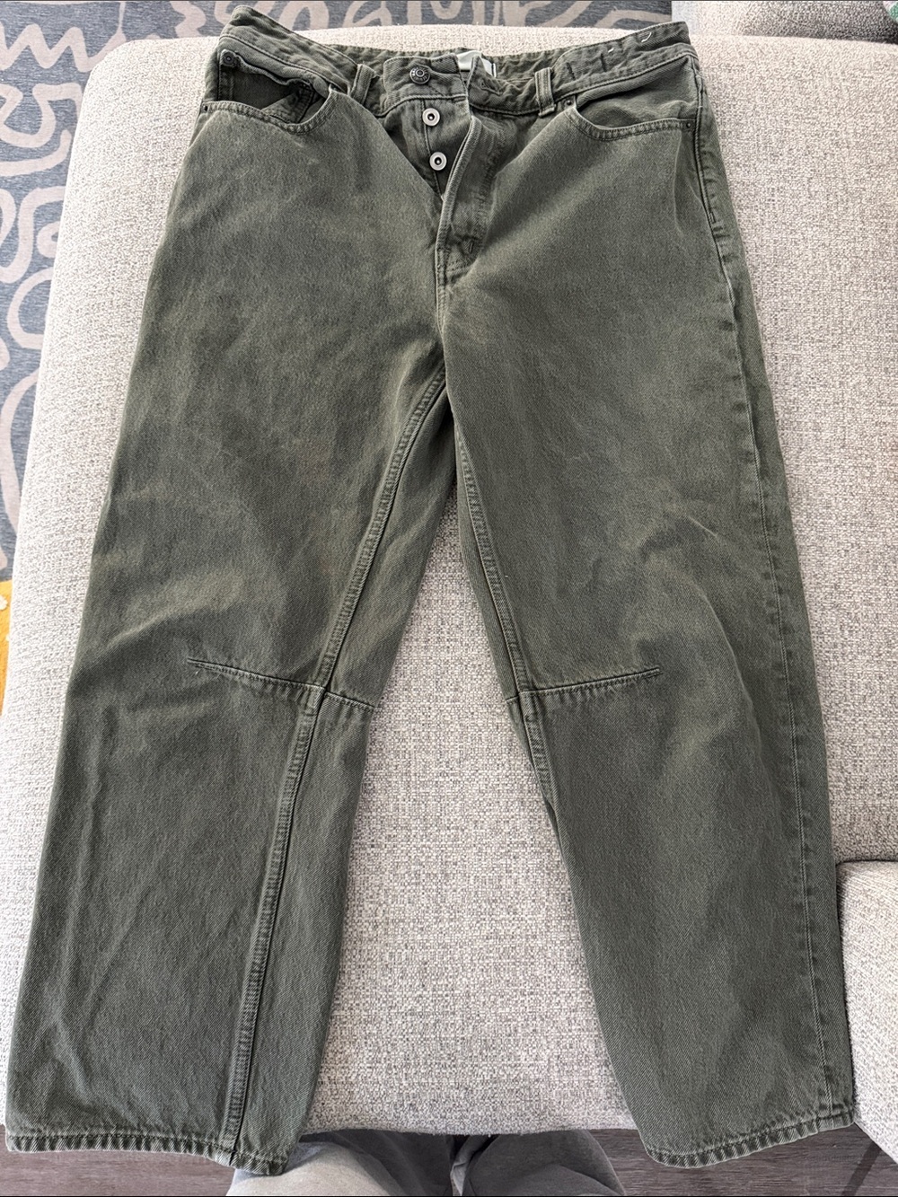 Madewell Olive Green Denim Jeans with Branded Waist Label - Picture 6 of 6